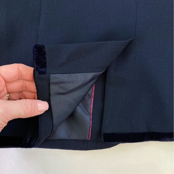 RSVP by Talbots Velvet Trimmed Wool Blend One Button Navy Blazer (Size 16P) - Picture 8 of 13